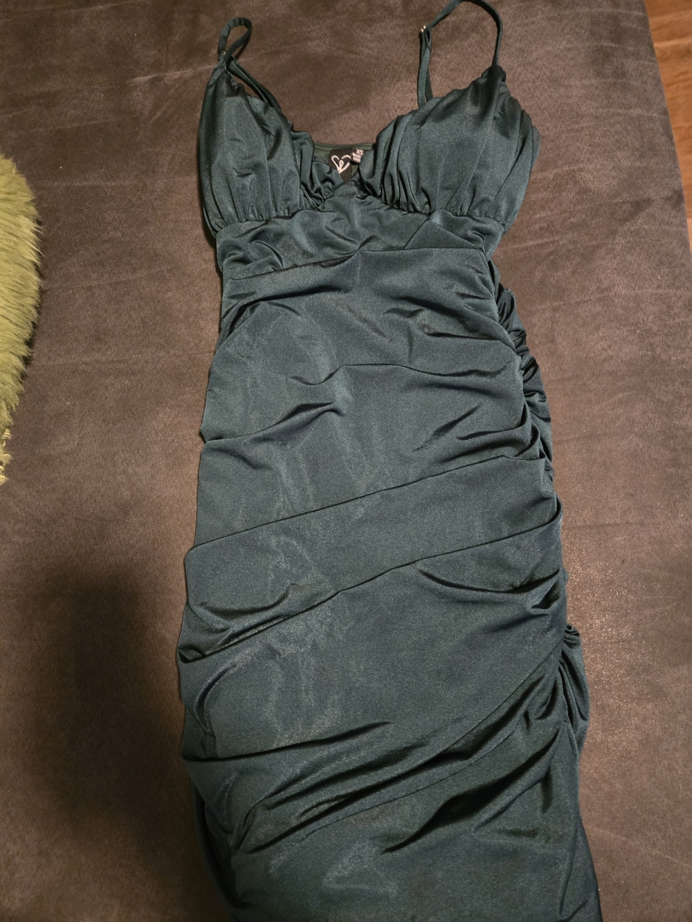 Windsor Dark Green Ruched Midi Dress
